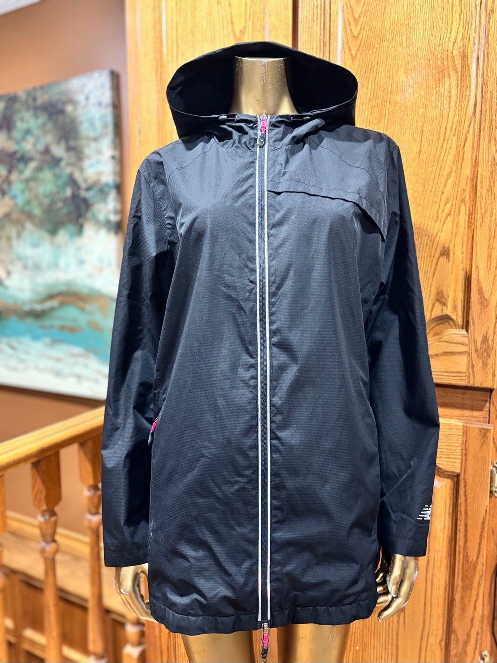 New Balance Windbreaker,Black Hooded Utility Jacket
